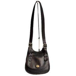 Vintage black COACH  1960’s Crescent Saddle Bag  Crossbody Adjustable Rare